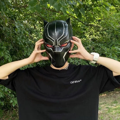 1:1 Collectible Wearable Black Panther Helmet w/Eye Lights Touch Control System Wearable Black Panther Helmet w/Bluetooth Speaker