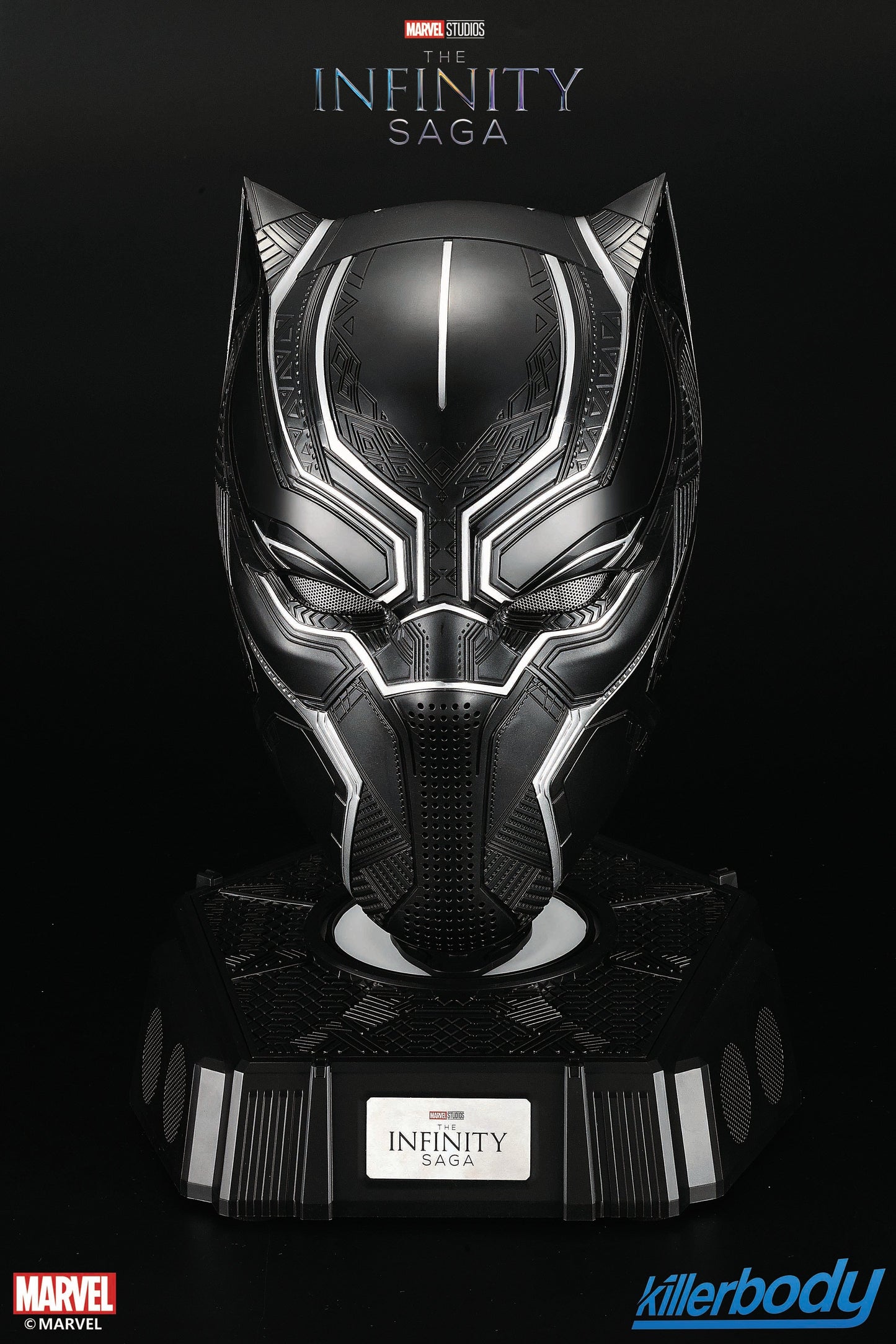 1:1 Collectible Wearable Black Panther Helmet w/Eye Lights Touch Control System Wearable Black Panther Helmet w/Bluetooth Speaker