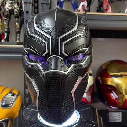 1:1 Collectible Wearable Black Panther Helmet w/Eye Lights Touch Control System Wearable Black Panther Helmet w/Bluetooth Speaker