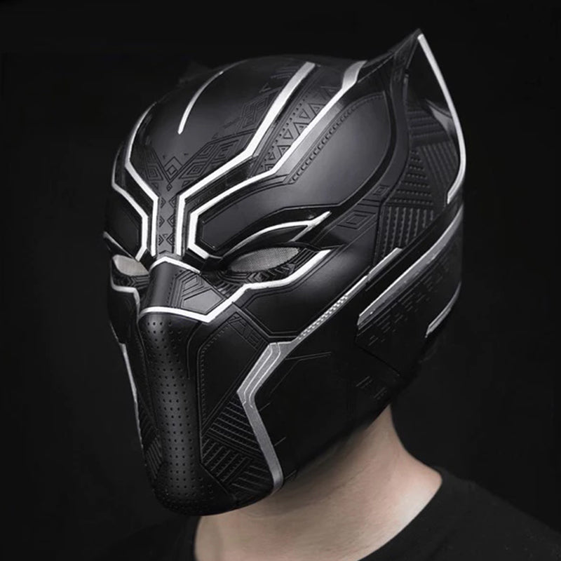 1:1 Collectible Wearable Black Panther Helmet w/Eye Lights Touch Control System Wearable Black Panther Helmet w/Bluetooth Speaker