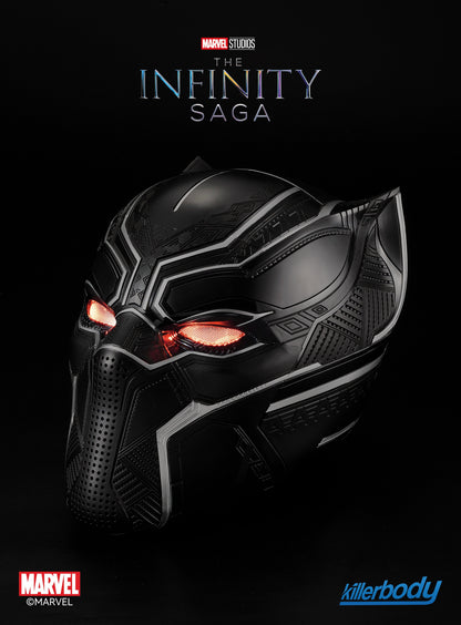 1:1 Collectible Wearable Black Panther Helmet w/Eye Lights Touch Control System Wearable Black Panther Helmet w/Bluetooth Speaker